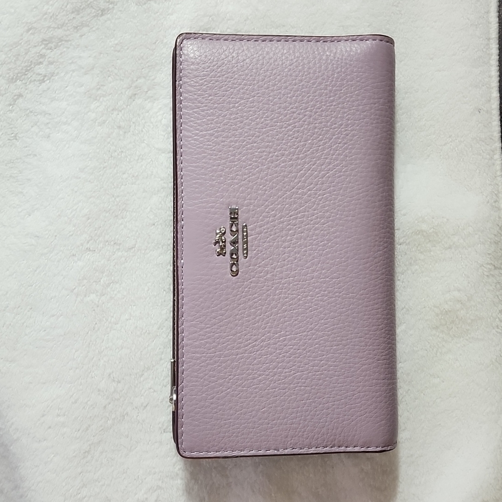 Coach Purple Slim Wallet with multiple card slots